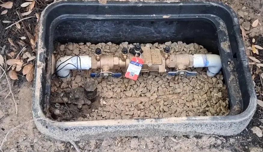 Close view of device overview for backflow preventer replacement