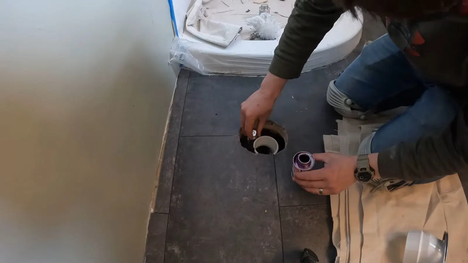 Water line routing during bathroom plumbing remodel