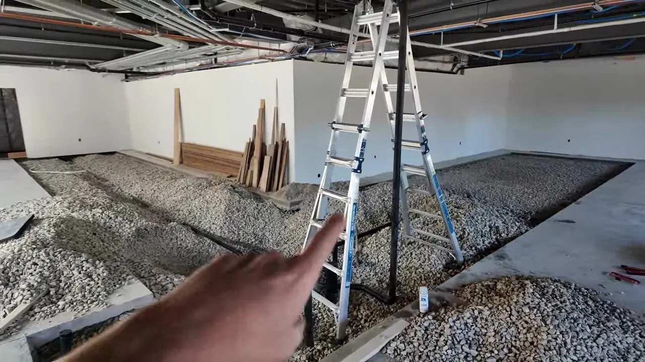 Commercial plumbing rough in with focus on water line routing