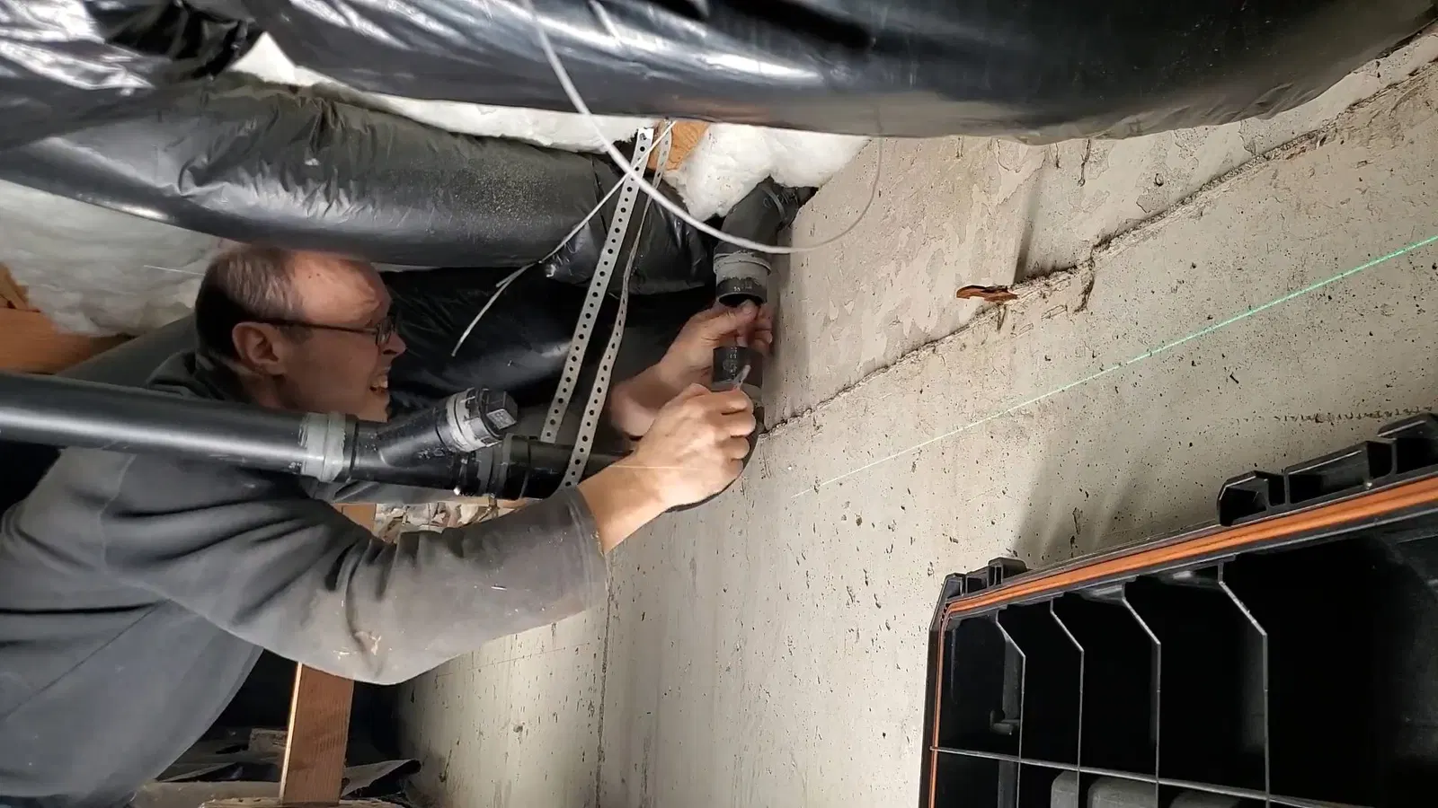 Crawl Space Drain Piping Cleanout Fitting Cleanout fitting used in crawl space drain piping