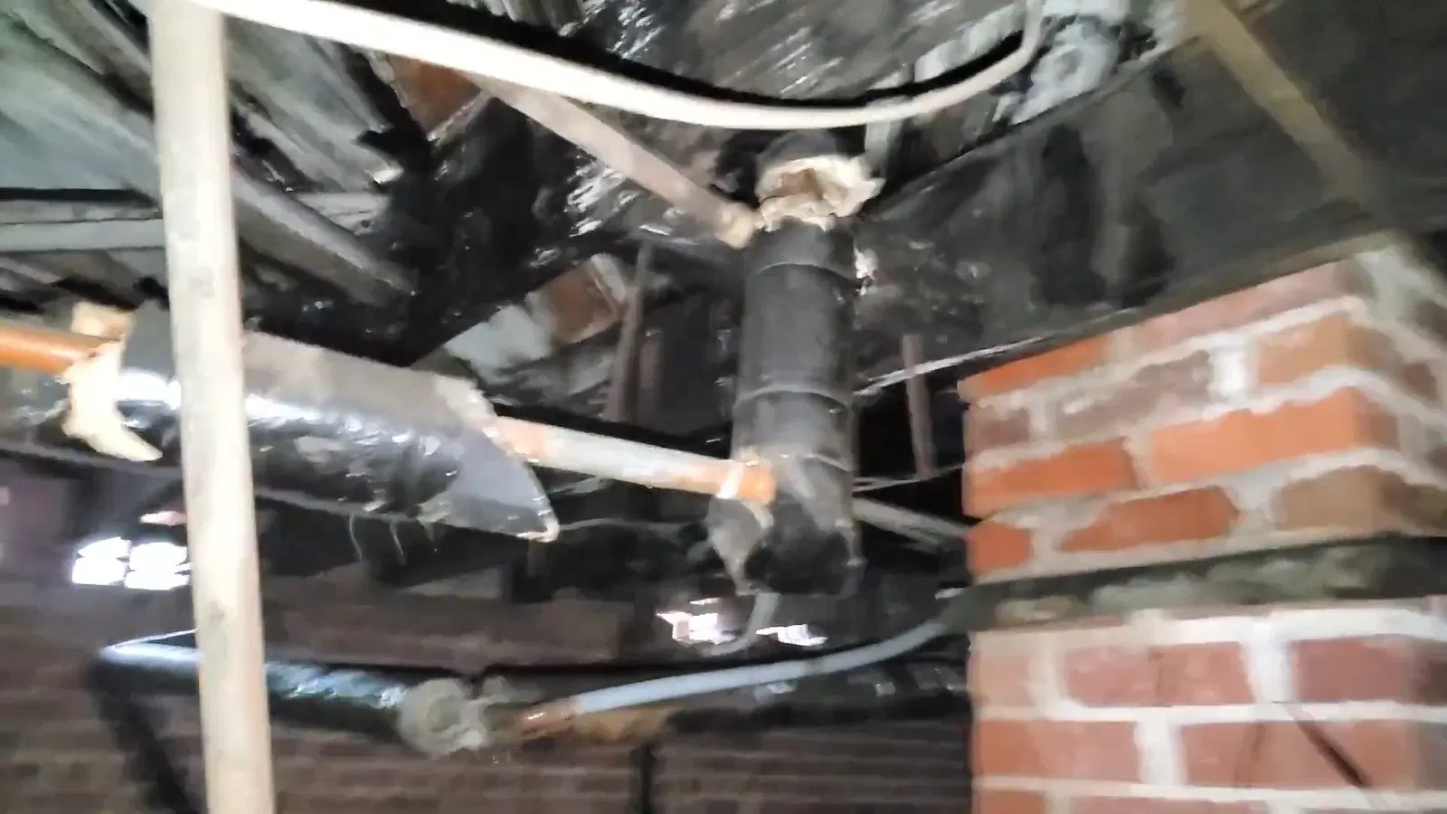 Plumbing overview used in crawl space leak inspection