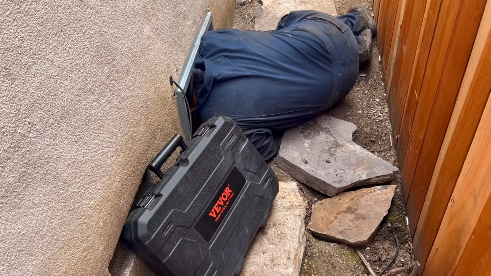 Crawl Space Leak Repair Drain Pipe Routing Drain pipe routing during crawl space leak repair