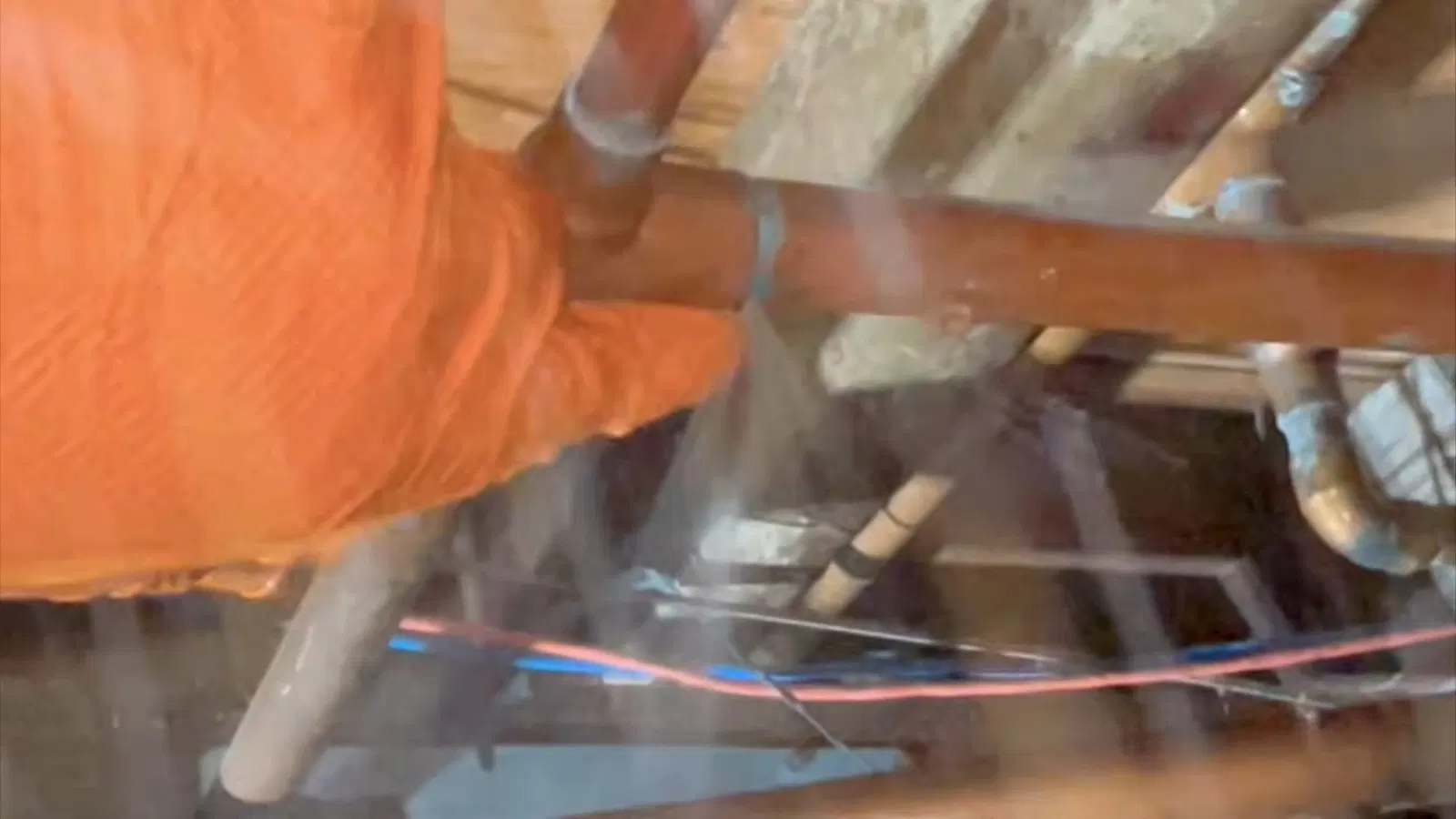 Plumbing service view of plumbing overview in crawl space leak repair