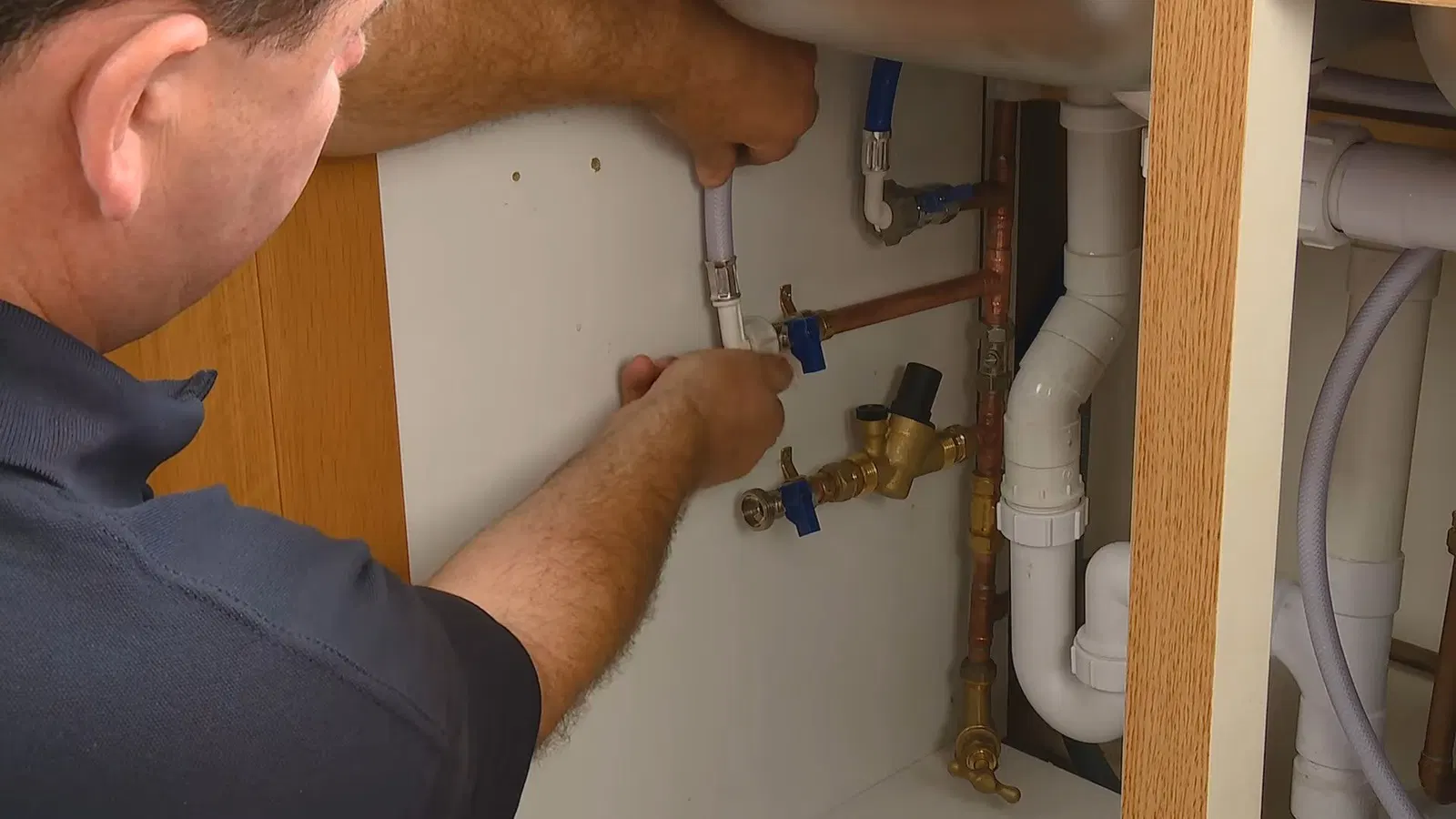 Under sink piping used in faucet and sink repair
