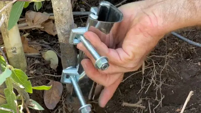 Close view of damaged pipe section for metal water pipe repair