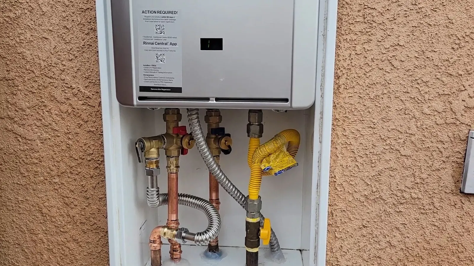 Tankless Water Heater Installation Unit Overview Plumbing service view of unit overview in tankless water heater installation