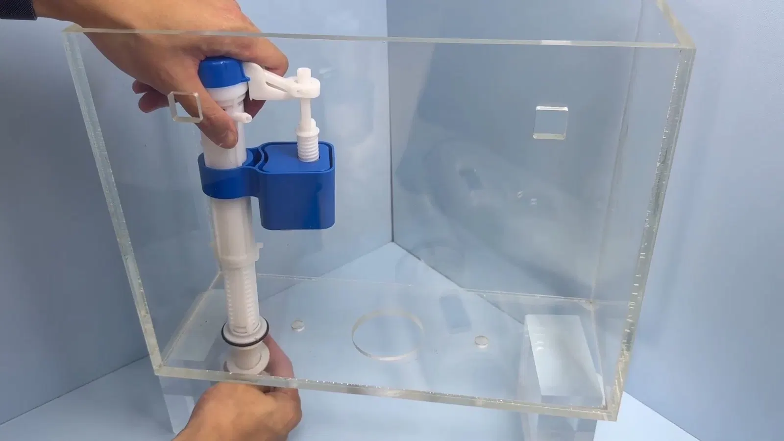 Fill valve area during toilet tank repair kit