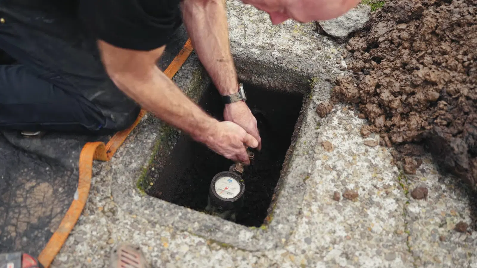 Underground Sewer Water Line Repair Pipe Condition Overview Close view of pipe condition overview for underground sewer water line repair
