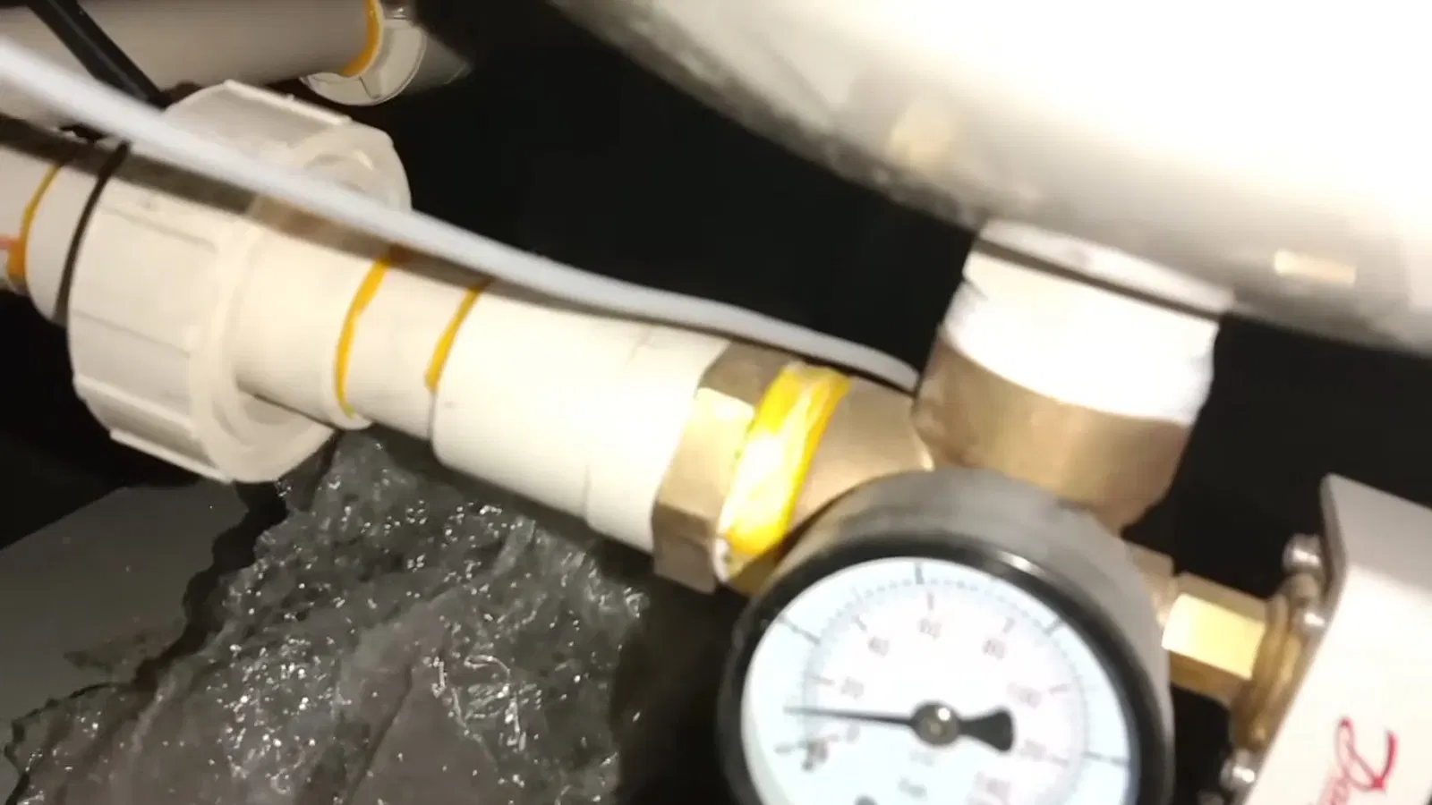 Water Softener Installation Supply Pipe Hookup Close view of supply pipe hookup for water softener installation